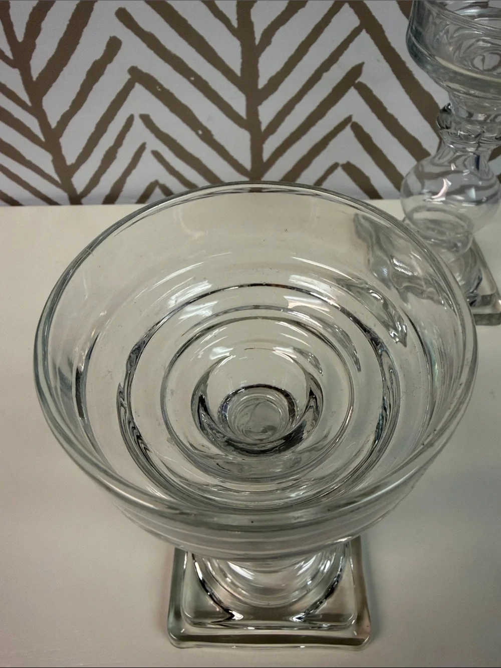 Set of 2 Clear Glass Candle Holders